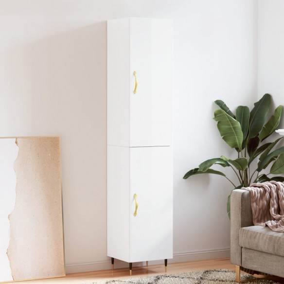 Buffet haut Blanc brillant 34,5x34x180 cm 