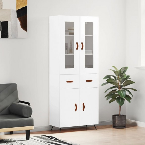 Buffet haut Blanc brillant 69,5x34x180 cm 