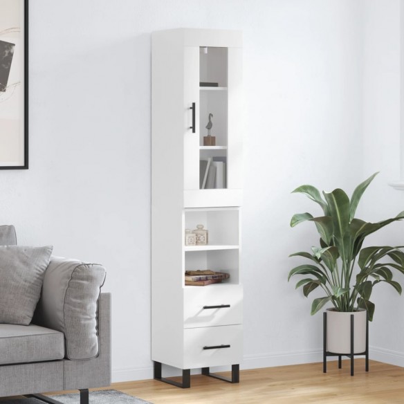 Buffet haut Blanc brillant 34,5x34x180 cm 