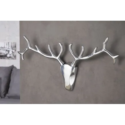 Trophée mural design Tête de Cerf 90 cm en aluminium argenté 2