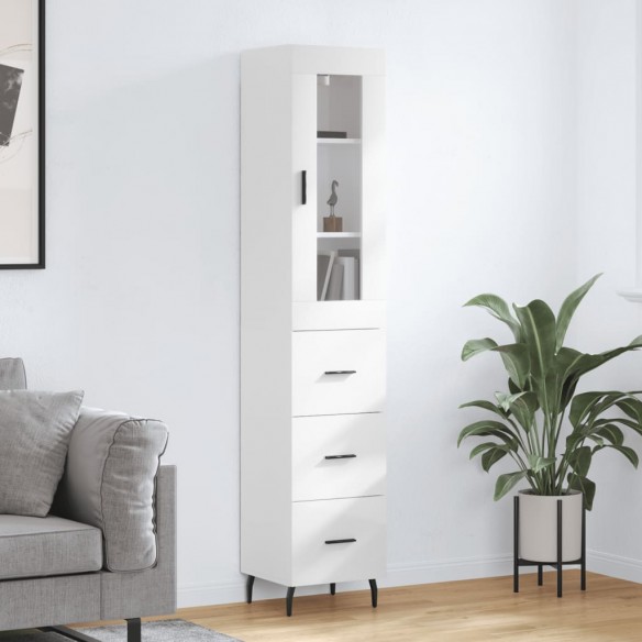 Buffet haut Blanc brillant 34,5x34x180 cm 