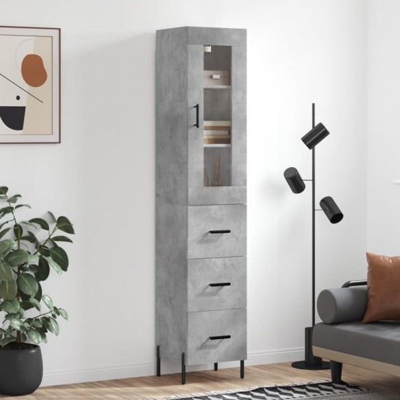 Buffet haut Gris béton 34,5x34x180 cm 