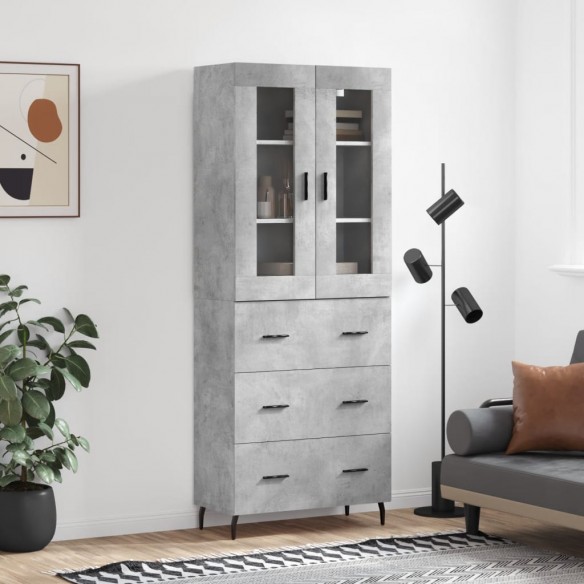 Buffet haut Gris béton 69,5x34x180 cm 