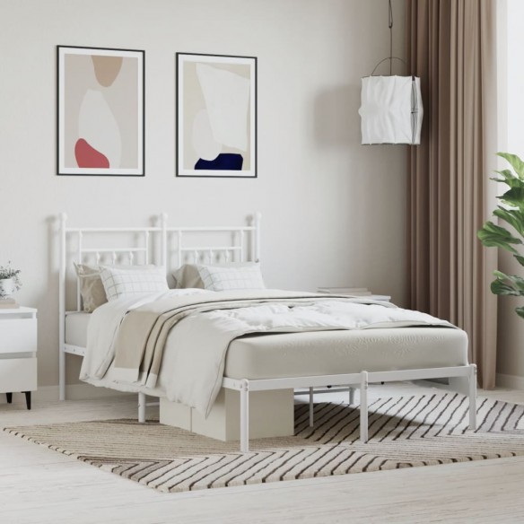 Lit métal avec tête de lit blanc 120x190 cm