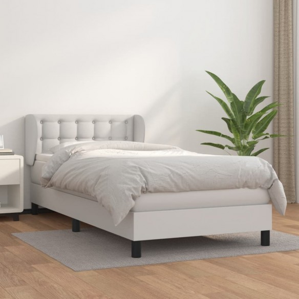 Lit avec matelas Blanc 90x200 cm Similicuir