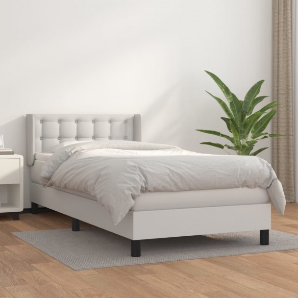 Lit avec matelas Blanc 90x200 cm Similicuir