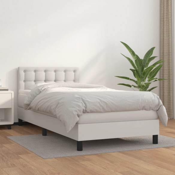 Lit avec matelas Blanc 90x200 cm Similicuir