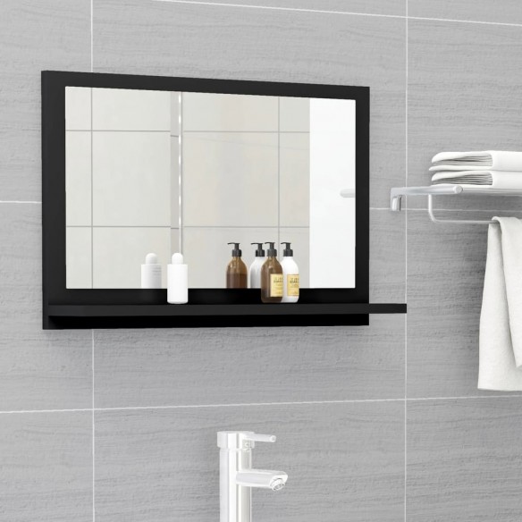 Miroir de salle de bain Noir 60x10,5x37 cm Aggloméré