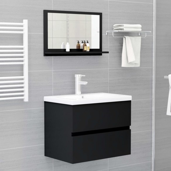 Miroir de salle de bain Noir 60x10,5x37 cm Aggloméré