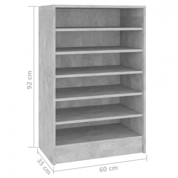 Armoire à chaussures Gris béton 60x35x92 cm Aggloméré