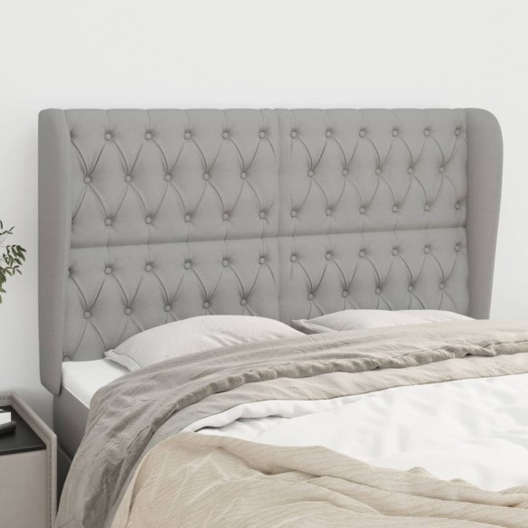 Tête de lit avec oreilles Gris clair 163x23x118/128 cm Tissu