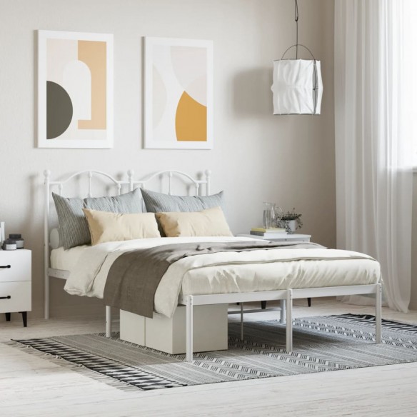 Lit métal avec tête de lit blanc 120x200 cm