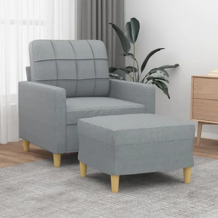 Fauteuil avec repose-pied Gris clair 60 cm Tissu