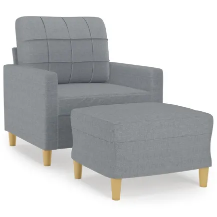 Fauteuil avec repose-pied Gris clair 60 cm Tissu 2