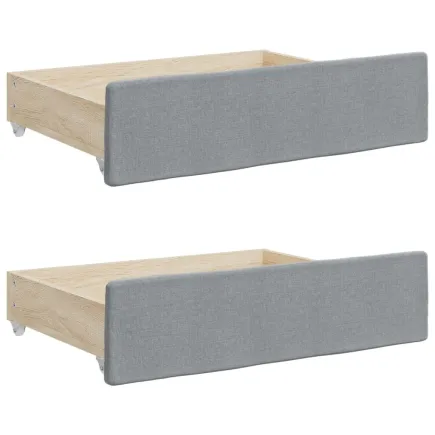 Tiroirs de lit 2 pcs gris clair bois d'ingénierie et tissu 2