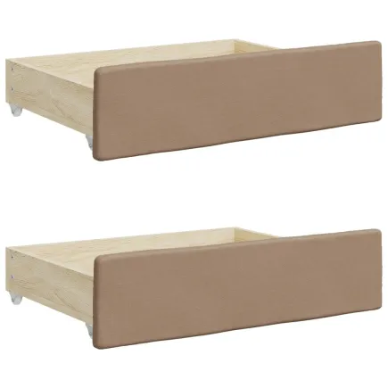 Tiroirs de lit 2 pcs cappuccino bois d'ingénierie et similicuir 2