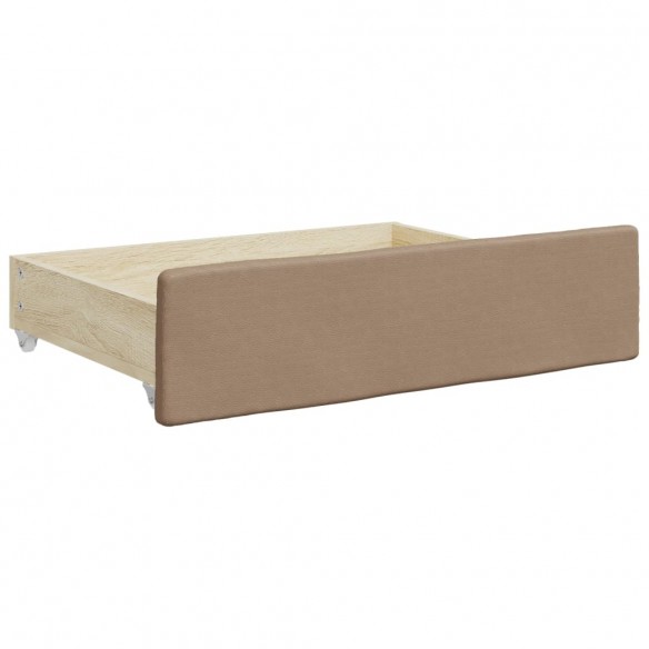 Tiroirs de lit 2 pcs cappuccino bois d'ingénierie et similicuir Tiroirs de lit 2 pcs cappuccino bois d'ingénierie et similicuir