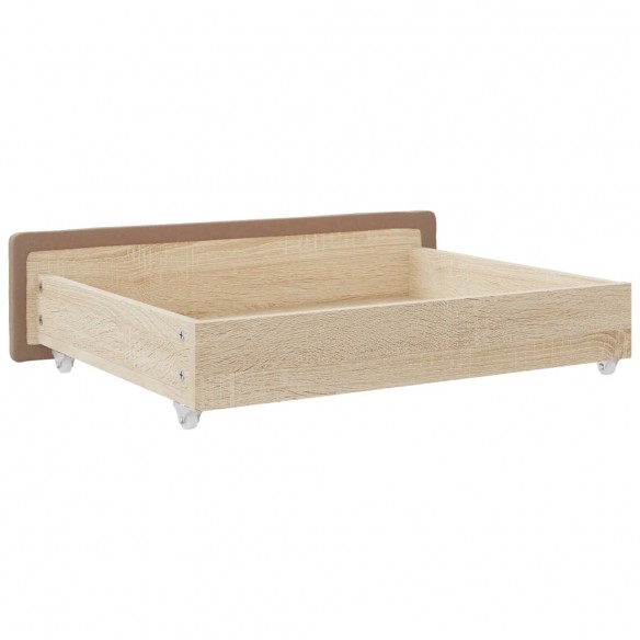 Tiroirs de lit 2 pcs cappuccino bois d'ingénierie et similicuir Tiroirs de lit 2 pcs cappuccino bois d'ingénierie et similicuir