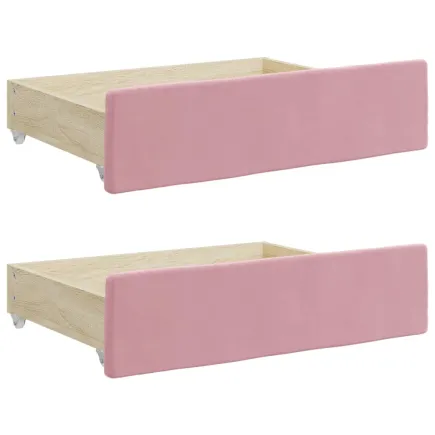 Tiroirs de lit 2 pcs rose bois d'ingénierie et velours 2