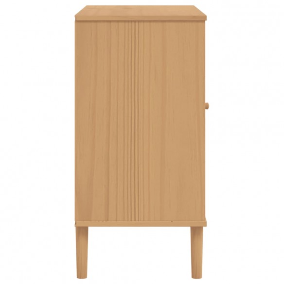 Buffet SENJA aspect rotin marron 80x40x80 cm bois massif de pin Buffet SENJA aspect rotin marron 80x40x80 cm bois massif de pin