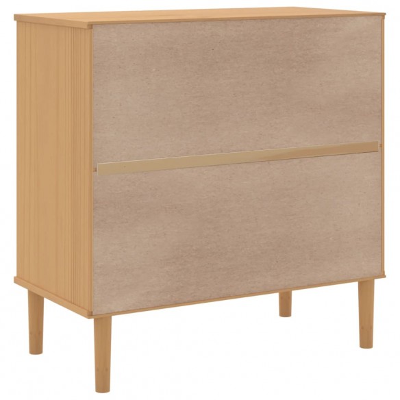 Buffet SENJA aspect rotin marron 80x40x80 cm bois massif de pin Buffet SENJA aspect rotin marron 80x40x80 cm bois massif de pin