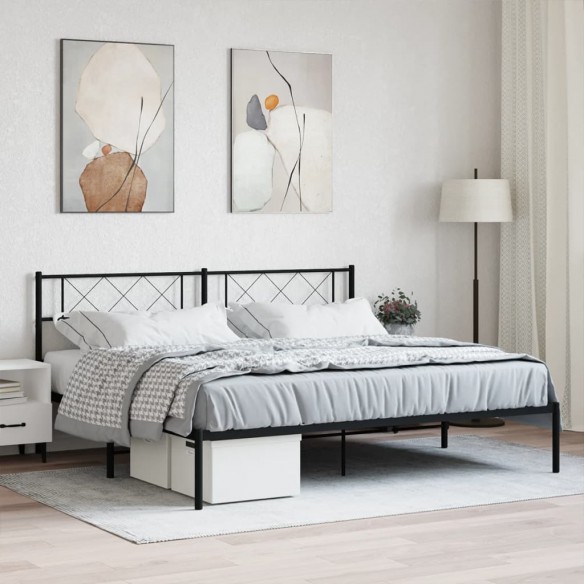 Lit métal avec tête de lit noir 180x200 cm