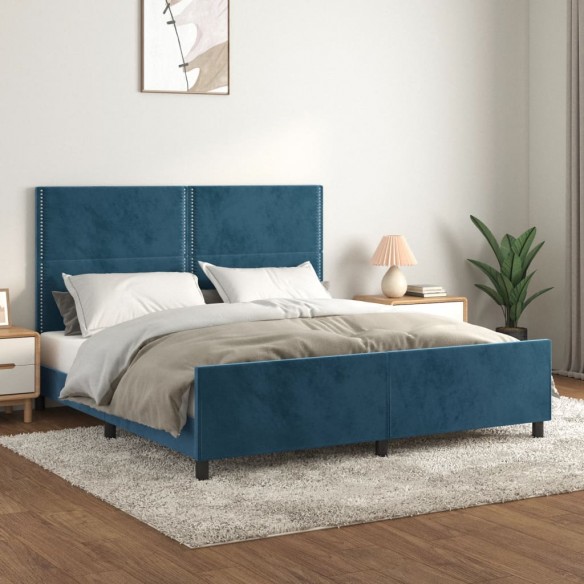 Lit avec tête de lit Bleu foncé 180x200 cm Velours