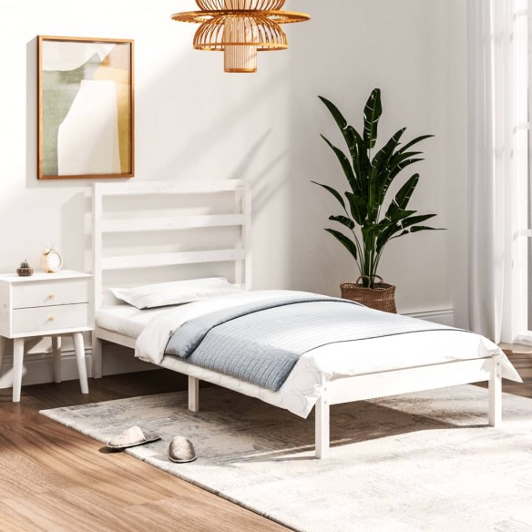 Lit Blanc Bois massif 90x190 cm Simple