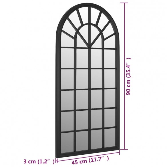 Miroir Noir 90x45 cm Fer pour utilisation à l'intérieur