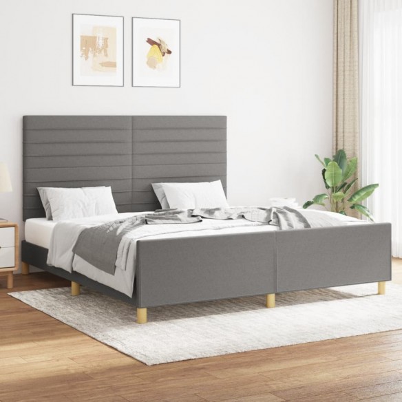 Lit avec tête de lit Gris foncé 160 x 200 cm Tissu