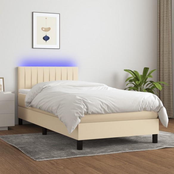 Lit avec matelas LED Crème 80x200 cm Tissu
