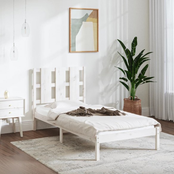 Lit Blanc Bois massif 90x190 cm Simple