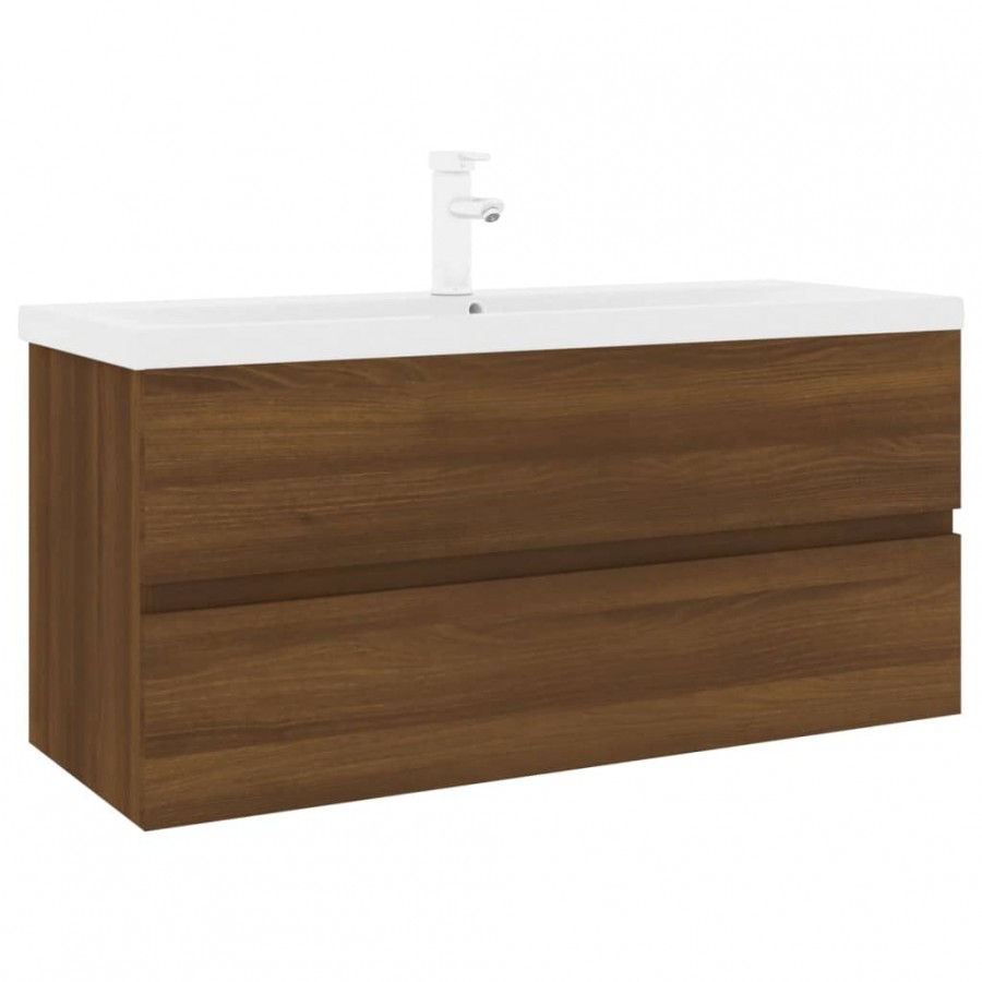 Meuble lavabo avec bassin intégré Chêne brun 