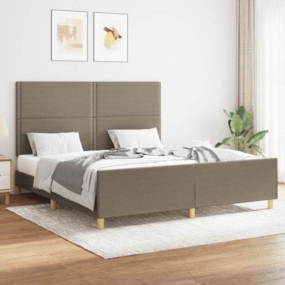 Lit avec tête de lit Taupe 160x200 cm Tissu