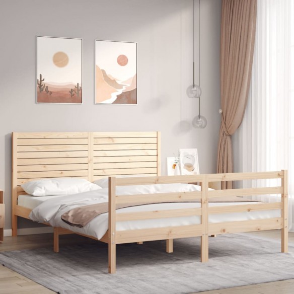 Lit avec tête de lit King Size bois massif