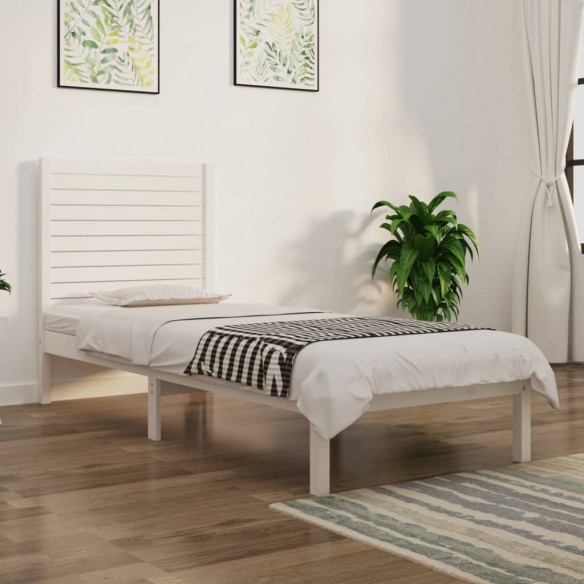 Lit Blanc Bois massif 75x190 cm Petit simple
