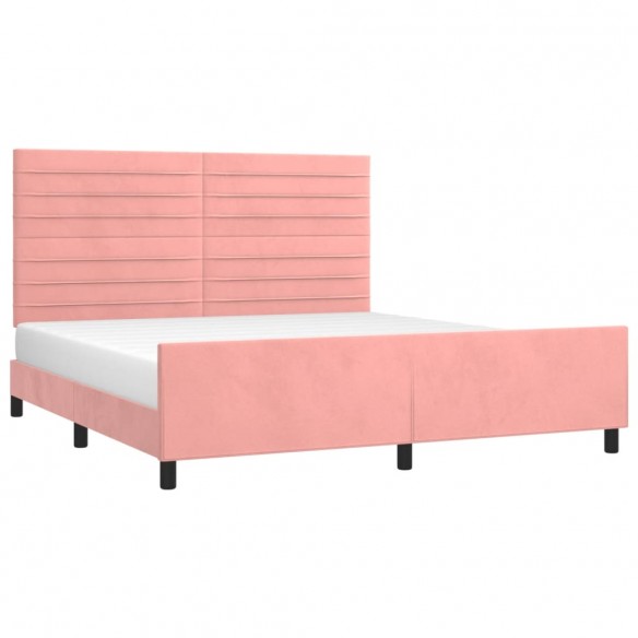 Lit avec tête de lit Rose 180x200 cm Velours