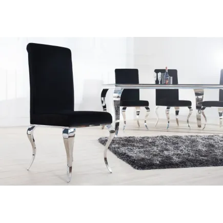 Chaise de salle à manger design baroque en velours noir