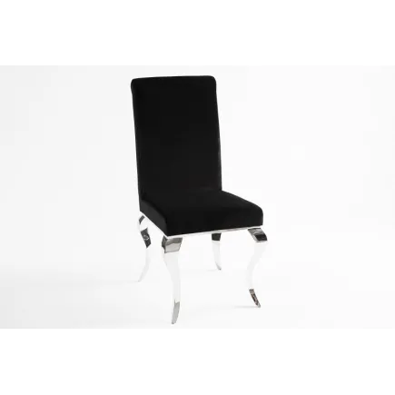Chaise de salle à manger design baroque en velours noir 2