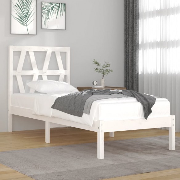 Lit Blanc Bois de pin massif 90x190 cm Simple