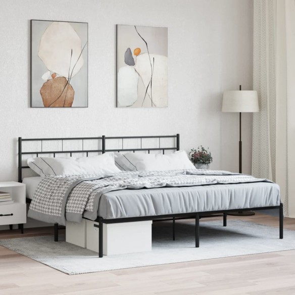 Lit métal avec tête de lit noir 183x213 cm
