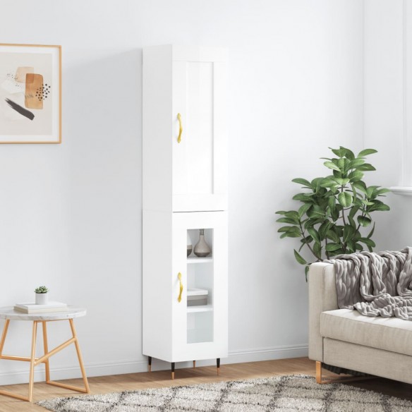 Buffet haut Blanc brillant 34,5x34x180 cm 