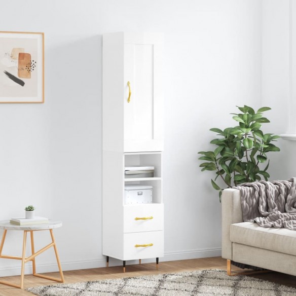 Buffet haut Blanc brillant 34,5x34x180 cm 