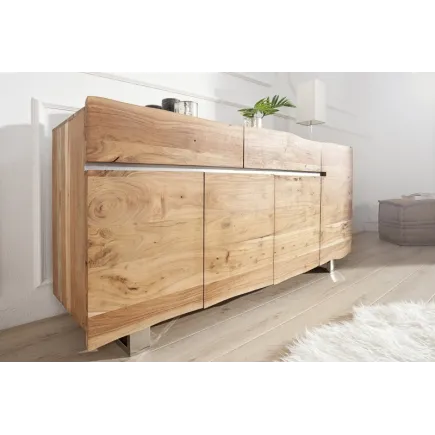 Enfilade 170 cm  design en bois massif avec piètement en métal 2