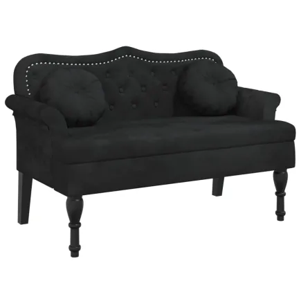 Banc avec coussins noir 120,5x65x75 cm velours 2