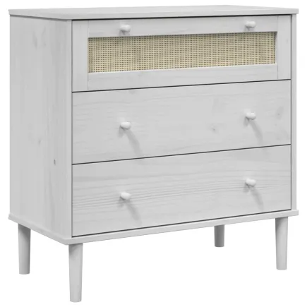 Commode SENJA aspect de rotin blanc bois de pin solide 2