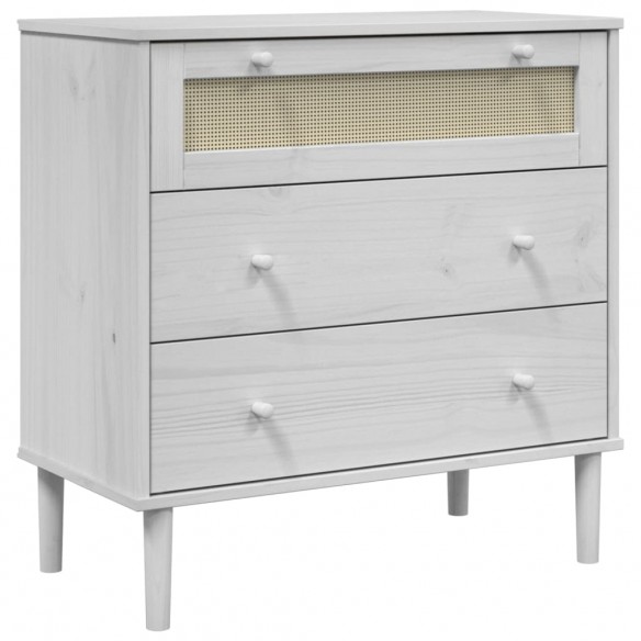 Commode SENJA aspect de rotin blanc bois de pin solide Commode SENJA aspect de rotin blanc bois de pin solide