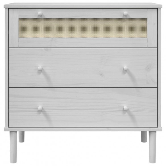 Commode SENJA aspect de rotin blanc bois de pin solide Commode SENJA aspect de rotin blanc bois de pin solide