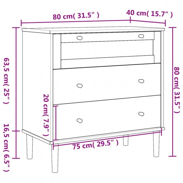 Commode SENJA aspect de rotin blanc bois de pin solide Commode SENJA aspect de rotin blanc bois de pin solide