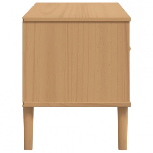 Meuble TV SENJA aspect rotin marron 106x40x49cm bois massif pin Meuble TV SENJA aspect rotin marron 106x40x49cm bois massif pin